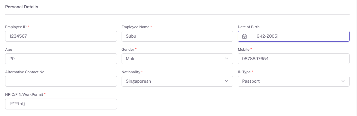 Employee-personal details